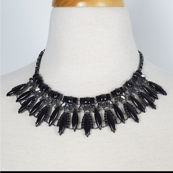 Womens  Choker Black Statement Necklace - Picture 1 of 3